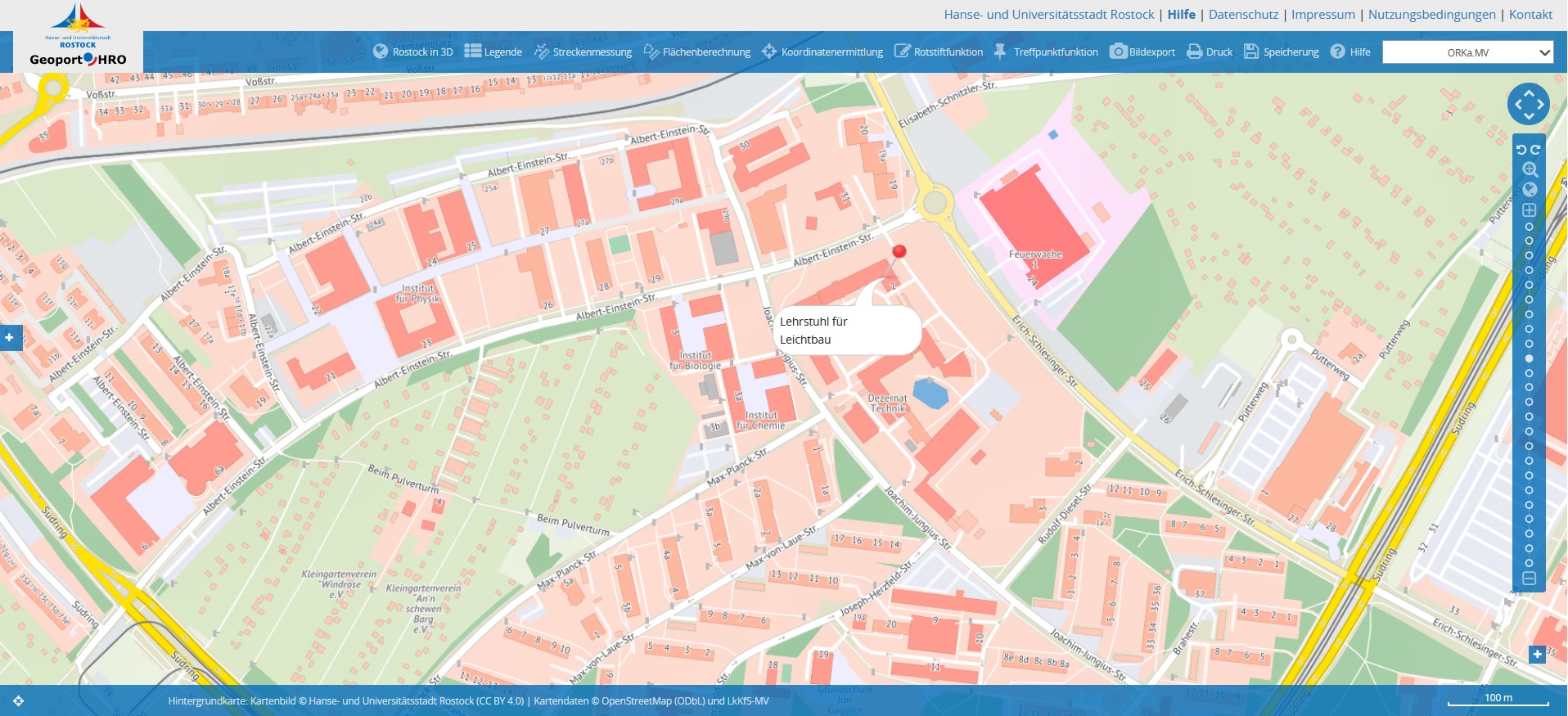 Lageplan Lehrstuhl für Leichtbau Universität Rostock